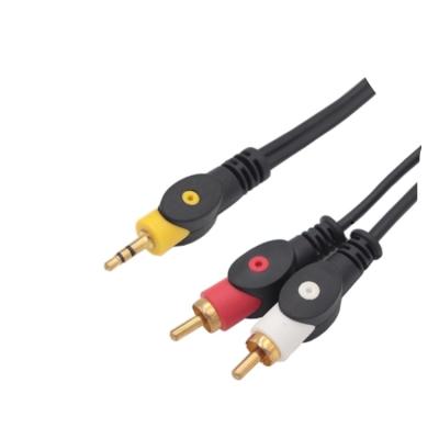 China High Quality Gold Plated DVD Player Fish Eye Shape 3.5MM To Black 2RCA RCA AV Audio Video Cable for sale