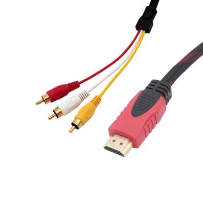 China High Quality DVD Player Audio Video 1080p HD Cable To 3RCA Cable With Nylon Braid Mesh for sale