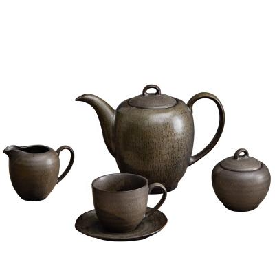 China Viable Reactive Luster Modern Ceramic Restaurant Tableware 15pcs Dinner Set Coffee and Tea Sets For Gift for sale