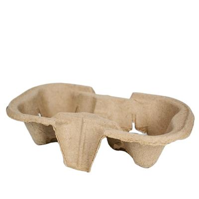 China Disposable Pulp Cup Holder Paper Coffee Cup Tray Takeaway Packaging Cup Holder for sale