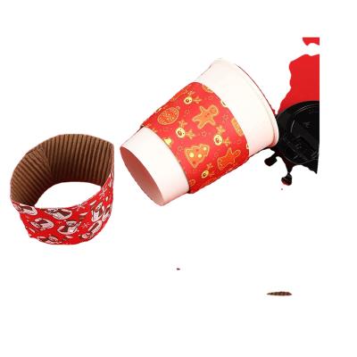 China Recyclable Cup Sleeves, Disposable Paper Coffee Cup Sleeves For 12&16 Ounce Christmas Cups Hot Chocolate Cocola for sale