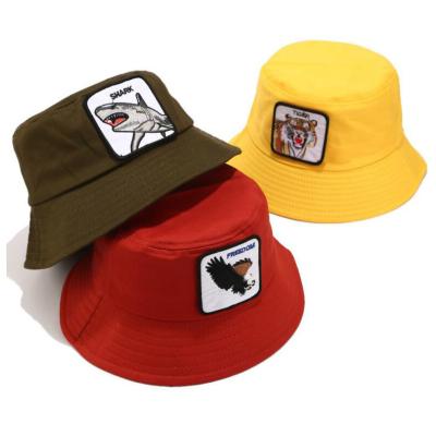 China Animal Picture Custom Embroidered Bucket Hat 100 Cotton Summer Outdoor Beach Bucket Hat for sale