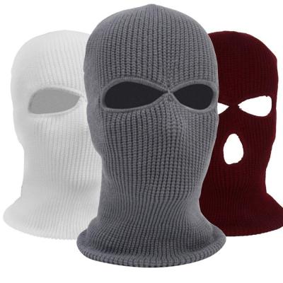 China Balaclava Hole Face Mask Warm Winter Three Commoners Knit Mask Beanie Hat Scarf Ski Hat Ribbed Beanie Winter for sale