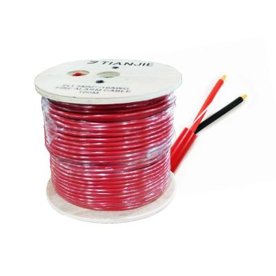 China Solid Copper LSZH 2C 12AWG FPLR RED LSZH Jacket Fire Alarm Cable Bare Unshielded Solid Copper Cable For Fire Alarm Systems for sale