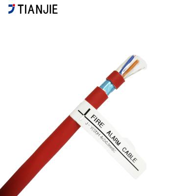 China TIANJIE Bare Copper - J-Y(St)H 4*2*0.8mm Solid Copper Shielded 8C/4P Fire Alarm Wire LSZH RED Jacket Fire Resistant Cable for sale