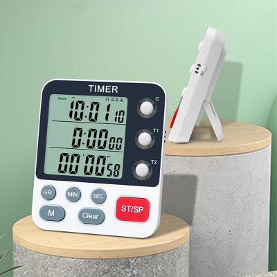 China Viable Memory Function 3 Groups Kitchen Timer Alarm Clock Count Up Countdown 3 Channels Digital Timer With Alarm Clock for sale