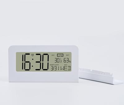 China Antique Style L Type Multifunctional Desktop Table LCD Clock Digital Weather Station Clock For Bedrooms for sale