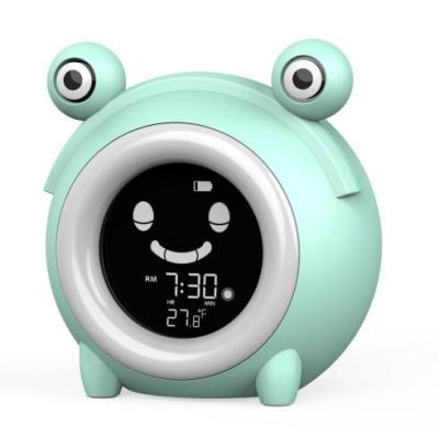 China LUMINOVA New Design Cartoon Frog Kids SleepTraining Cartoon Style Led Desktop Digital Alarm Clock With USB Charging for sale