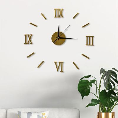 China Wholesale Modern Luxury Gold Style Acrylic Wall Clock Home Decorative Sticker Nordic Antique 3D DIY Wholesale Big Large for sale