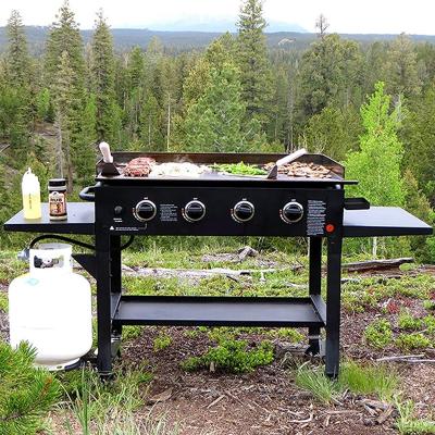 China 4 Burner Outdoor Easily Assembled Professional 36 Inch Restaurant Grade Cart Propane BBQ Grill With Shelves for sale