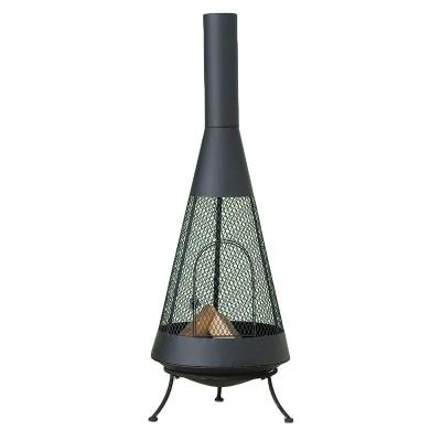 China Steel Garden Chiminea, Free Standing Fireplace, Modern Farmhouse Style, Black, Removable Grill, 360 Degree View Basket, Iron, 19.75 D for sale