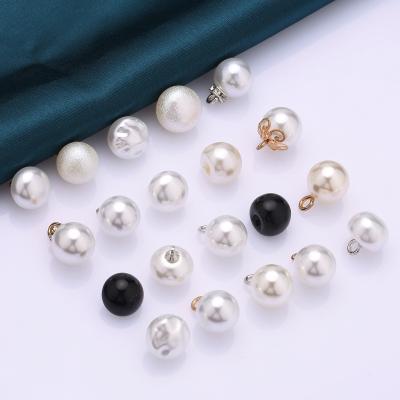 China Shiny Multi Size Pearl Ball Buttons Metal Leg Buttons Washable With Pearl For Shirts for sale