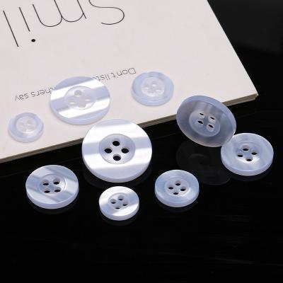 China Custom dry cleaning button around 4 transparent holes and shiny plastic button covers for men's shirt for sale