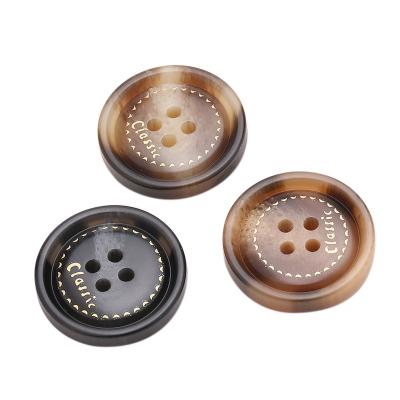 China Lead Free Resin Fancy Vintage Buttons 15mm-30mm Round Plastic Buckles For Coat Shirt for sale