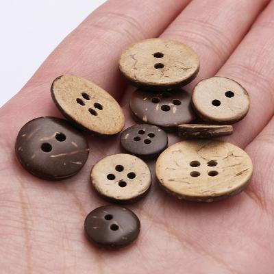 China Eco-friendly Natural Wooden Coconut Buttons Round 2/4 Holes Shirt Buttons for sale