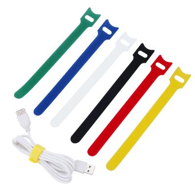 China Sustainable Adjustable Colorful Loop Tape Double Sided Reusable Hook And Loop Cable Tie for sale