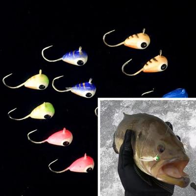 China Yousya Glow In Dark Tungsten Ice Jigs Head Raindropped Winter Fishing Hooks 4mm for sale