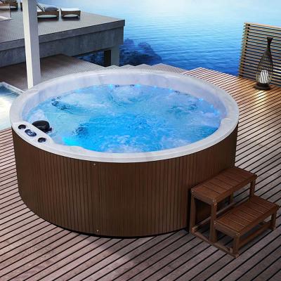 China Freestanding Acrylic Outdoor Round Whirlpool Spa Four Person Bathtubs for sale