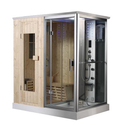 China With Dry Crossbar Windows HS-SR013 2 Person Mini Sauna Solid Wood Room for sale