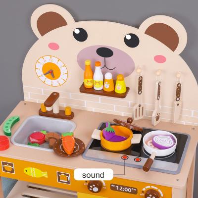 China 2022 New Customized Wood Pretend Big Cooking Game Kids Kitchen Set Toy for sale