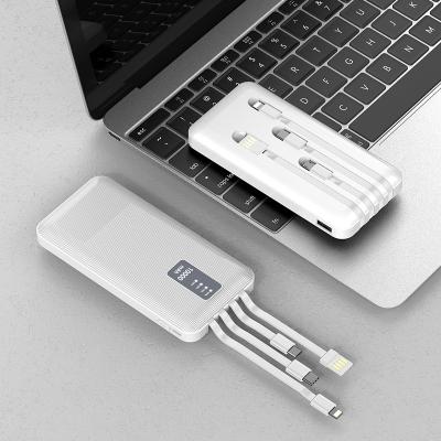 China 2020 high quality fast charging support factory price power bank 10000mah phone charger with 4 cable power charging bank for sale