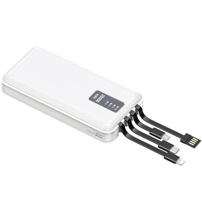 China Factory Price Fast Wholesale Cheap Support Custom Mobile Charger 20000mAh With Built In Cable Power Bank for sale