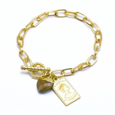 China Hiphop Fashion Jewelry Metal 18K Gold Plated Carabiner Restriction-Chain Bracelet for sale