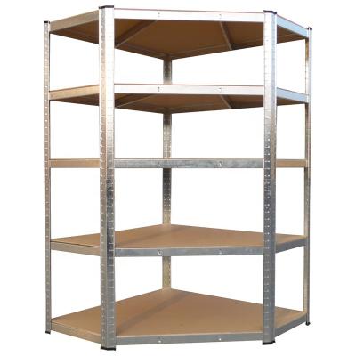 China Heavy Duty Corrosion Protection KINDE 5 Tier Warehouse Metal Corner Rack Shelving Adjustable Pentagonal Boltless Storage Shelving for sale