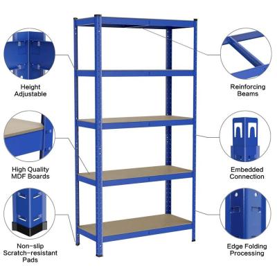 China Heavy Duty Corrosion Protection KINDE 5 Tier Metal Rack Shelving Adjustable Boltless Storage Shelving Garage Shelving Storage 875KGS for sale