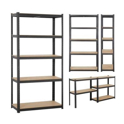 China Corrosion Protection KINDE 5 Tier Boltless Rack Heavy Duty Adjustabe Metal Racking Shelves Garage Shelving 180x90x40CM Black 875KG for sale