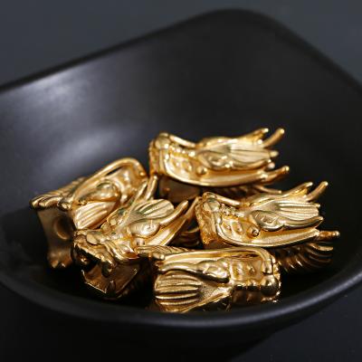 China Douvei Eco-friendly Fashion Gld Plated Stainless Steel Dragon Head Beads Diy Jewelry Making Accessories Spacer Beads With Big Hole for sale