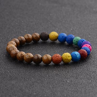 China Fashion CLASSIC Charm Wooden Bead Bracelets with Natural Lava Rock For Party for sale