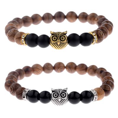 China CLASSIC Fashion Zircon Side Pave Rondelle Bead With Owel Gold Animal Wooden Bead Bracelets for sale