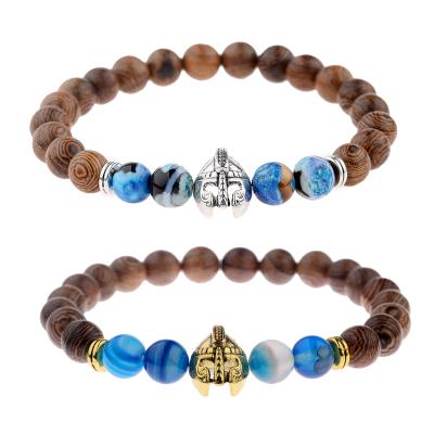 China Fashion Natural Pearl Men's CLASSIC Sea Helmet Charm Alloy Wood Bead Bracelets for sale