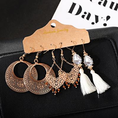 China BOHEMIA Style Ethnic Vintage Dangle Earrings Set For Women 2021 Tassel Statement Bohemian Handmade Earrings Indian Temperament Jewelry for sale