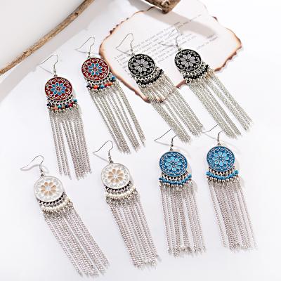 China BOHEMIA Douvei HXESET-4 Vintage Alloy Drop Shaped Micro PPD PPD Long Bead Circle Earrings Seven Tassel Drop Bohemian Jewelry for sale