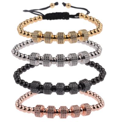 China Charm Fashion TRENDY Zircon 8MM Round Copper Beads Adjustable Bracelet Luxury Men's Charm Stone and Bangle Jewelry for Women and Men for sale