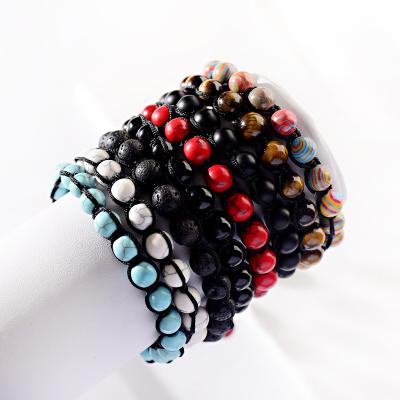 China TRENDY Soild Chakra Stone 8mm Beaded Natural Gemstone Stack Bracelets Stone Braided Bracelet and Reiki Bracelet Balance Mens Womens Jewelry for sale