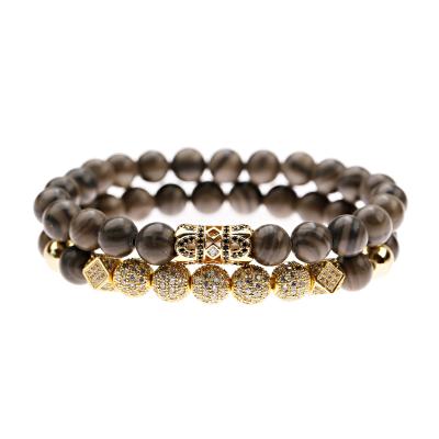 China Classic Black Micron Cubic Zirocn Pave Double Crown Bracelet Couples Jewelry Friendship Best Friend Gift Party Wedding OEM for sale