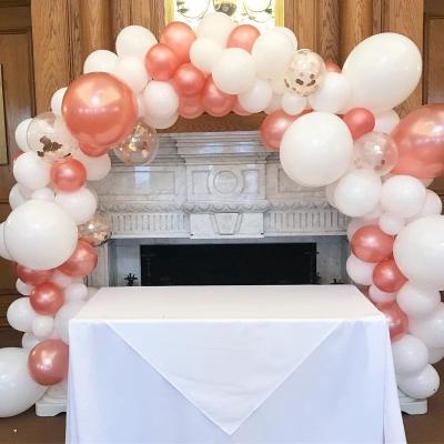 China Party Decration Balloons Simple Rose Gold Sequin Balloon Latex Transparent Balloon Party Wedding Decoration Balloon Arch Set Gold for sale