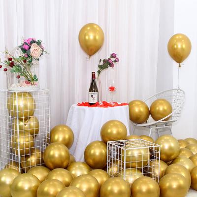 China Party Decration Balloons 100pcs 10Inch Metal Color Round Wedding Birthday Party Layout Latex Rubber Metallic Balloons for sale