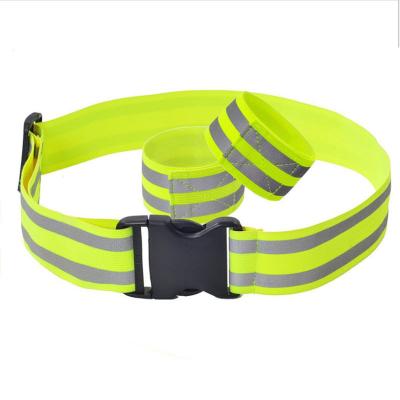 China Recycling Elastic Adjustable Portable Reflective Wristband Running Viable Night Reflective Belt for sale