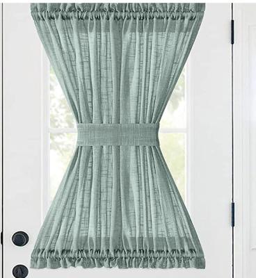 China Wholesale French Green Semi Polyester Rod Pocket Processing Type Blackout Style Door Window Drapes Voile Door Curtains for sale