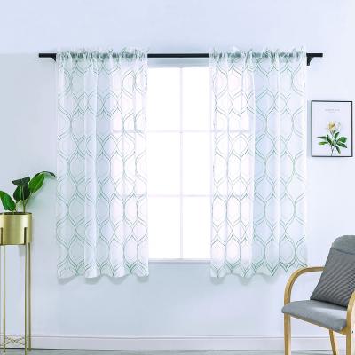 China Blackout White Semi Sheer Semi Sheer Curtains With Windows Aqua Moroccan Pattern Voile Drapes For Bedroom/Living Room for sale