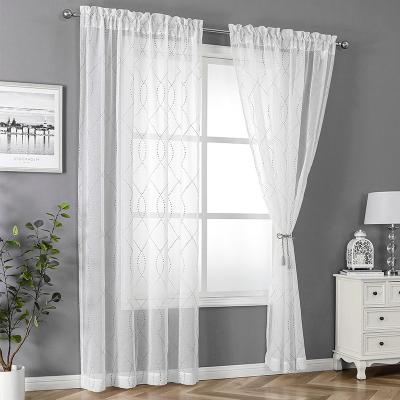 China Semi Pure Blackout Langsir Tingkap Modern Embroidered Living Room Drapes For Bath Room White Luxury Curtain For Room for sale