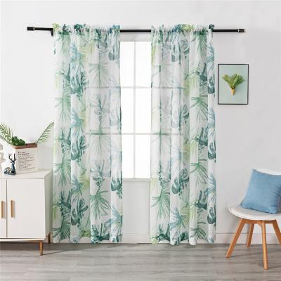 China Semi Luxury Blackout Style Polyester Pure Hawaiian Curtains Fabric Home Curtain Printed Windows Curtain For Living Room for sale