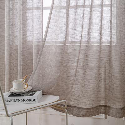 China Semi Sheer Faux Pure Blackout Hotel Taupe Curtain Weave Blackout Hotel Rod Pocket Window Door Curtain Living Room Canvas Decoration for sale