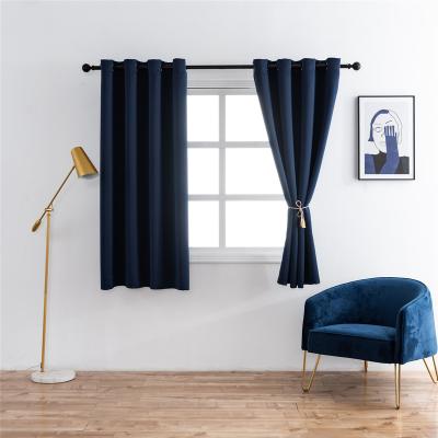 China Solid Portable Blackout Bedroom Blackout Navy Blue Window Grommet Curtain Rings Full Set Hot Selling Small Size Hotel for sale