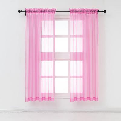 China High Quality Custom Made Blackout Solid Color Translucent Pink Semi Sheer Tulle Curtain In A Rolls Rod Pocket For Order for sale