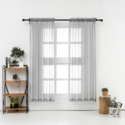 China Blackout Hot Selling Modern Semi Sheer Canvas Look Semi Gray Sheer Curtains Soft Semi Voile Piece Drapes Panel Window and Door for sale